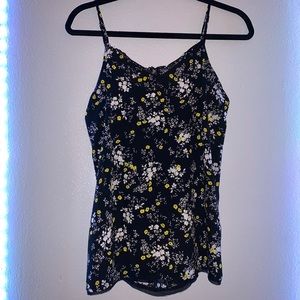 Vera Wang Black & Yellow Floral Business Blouse